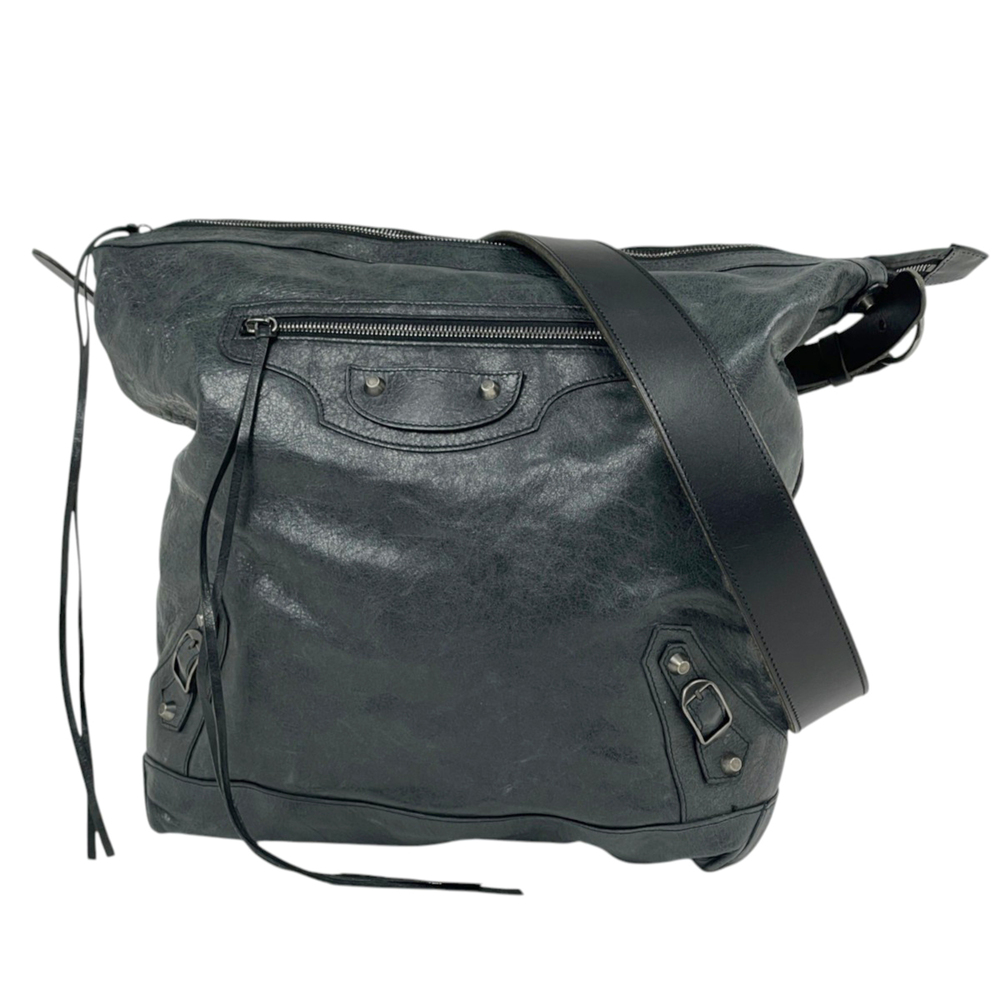 Balenciaga BALENCIAGA Shoulder Bag The Men's Day Leather Dark Gray 141175